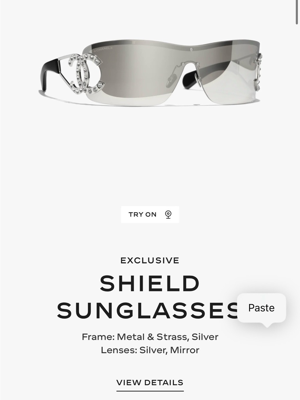 CHANEL Black Crystal CC Shield Visor Sunglasses - Picture 8 of 8